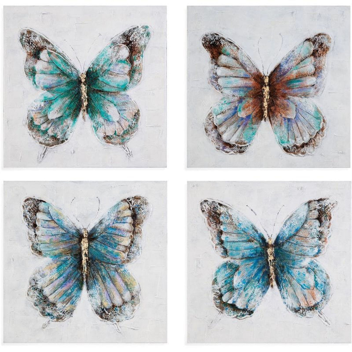 Blue Butterflies Canvas Wall Art (Set of 4) J155919