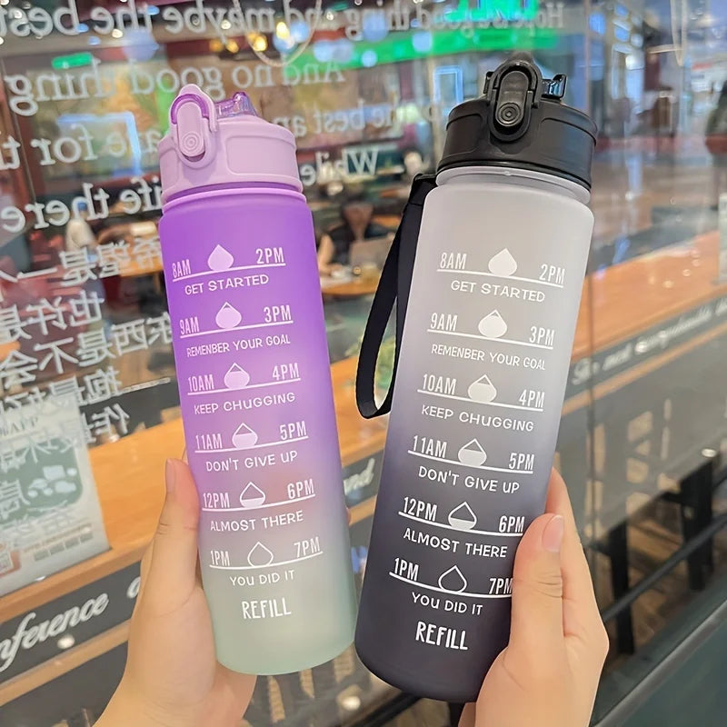 32oz Motivational Water Bottle with Straw & Time Marker C3759