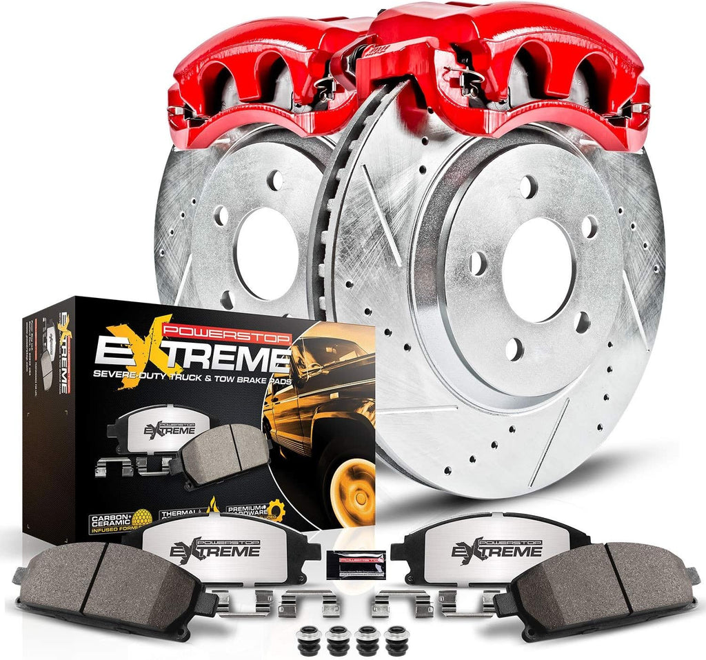 Drilled/Slotted Brake Rotors Carbon-Fiber Ceramic Brake Pads Calipers C44738