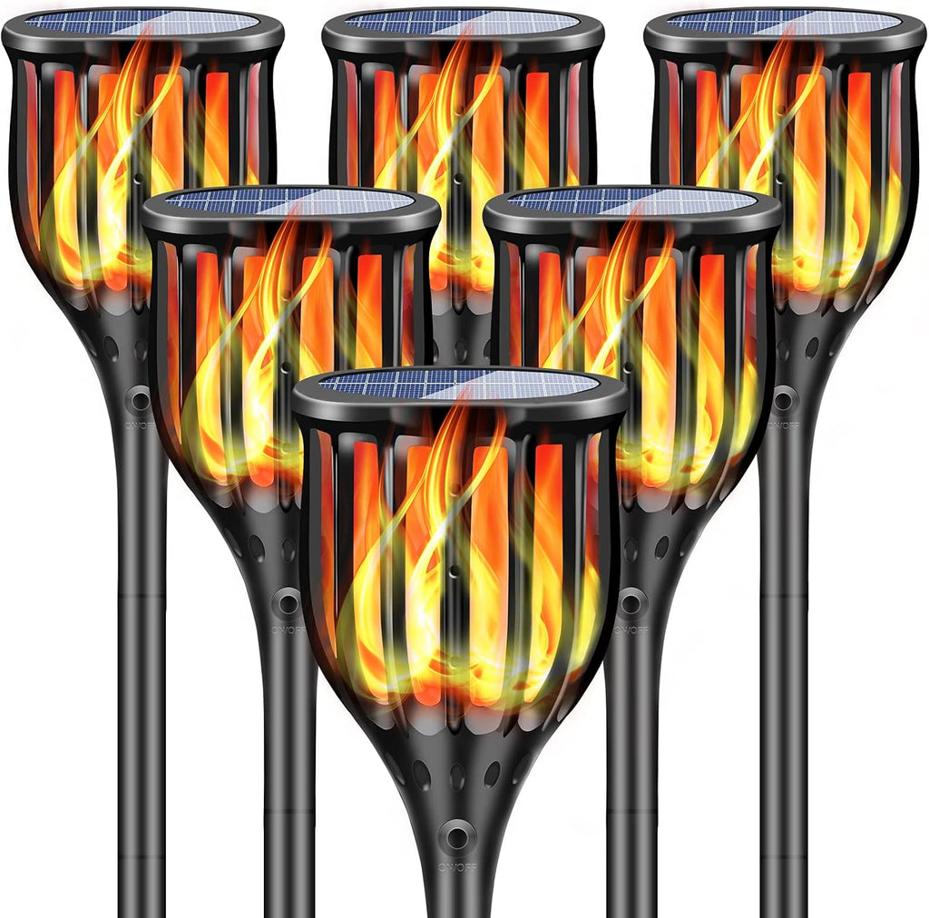 6 Pack Solar Torch Lights with Flickering Flames J872