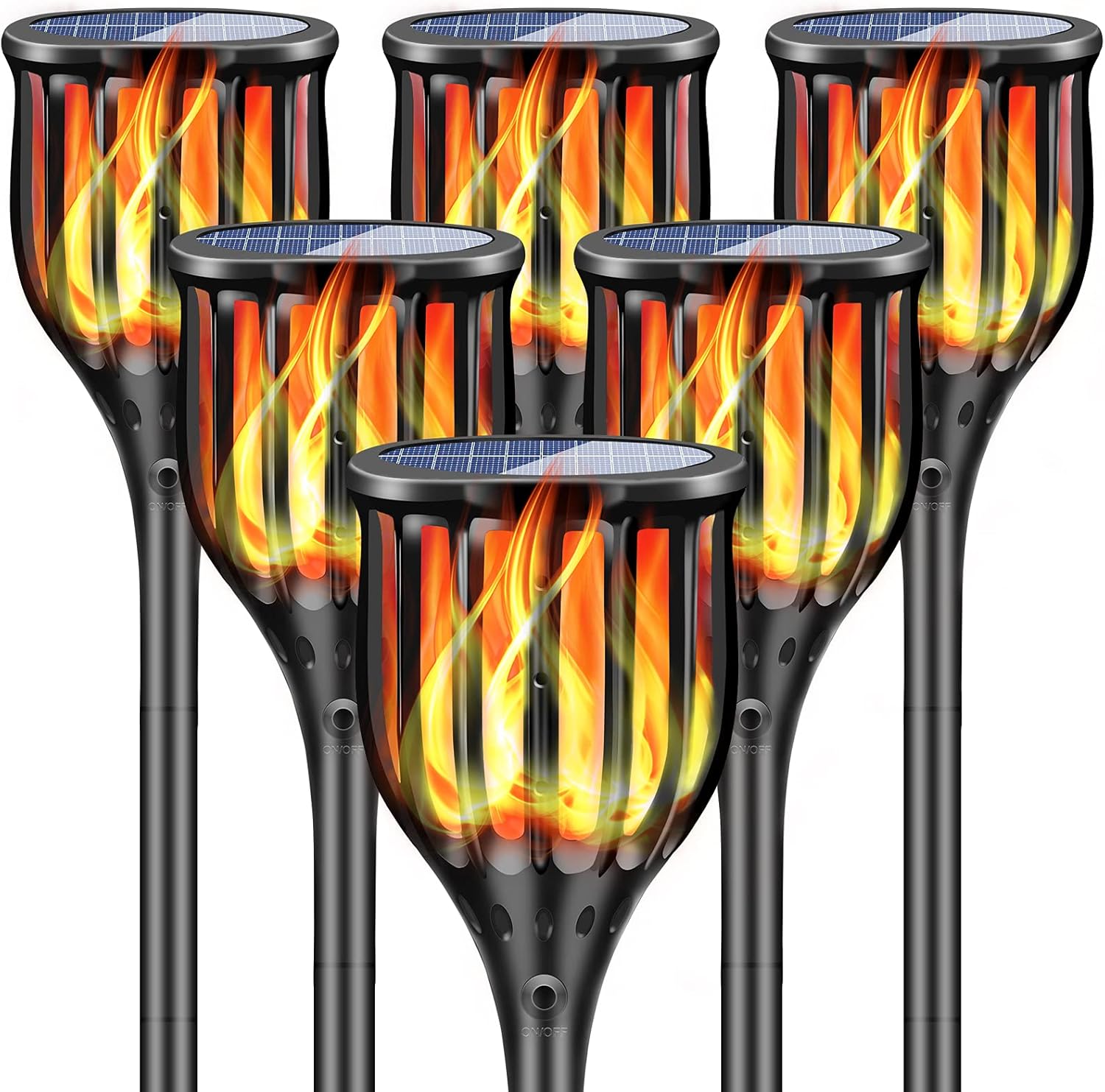 6 Pack Solar Torch Lights with Flickering Flames J872
